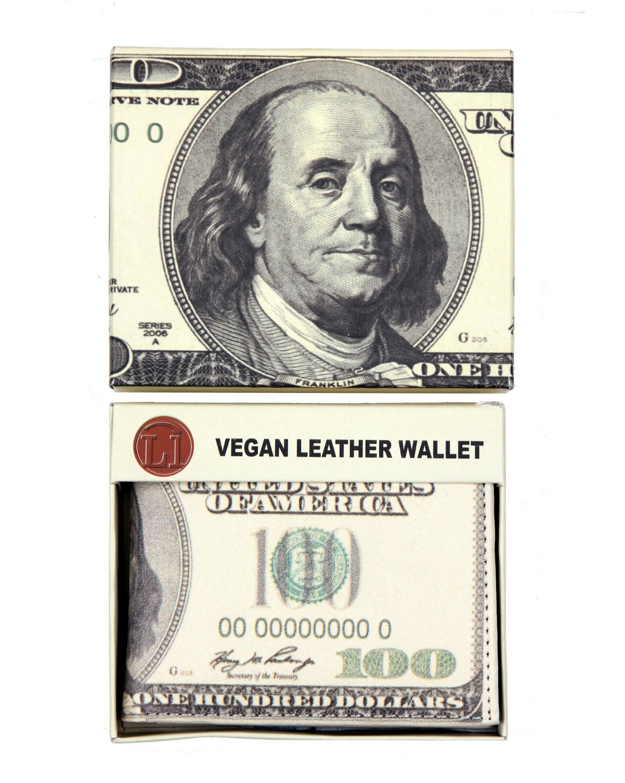 Men’s $100 Dollar Bill Wallet Novelty Fun Accessories Gift Box Included