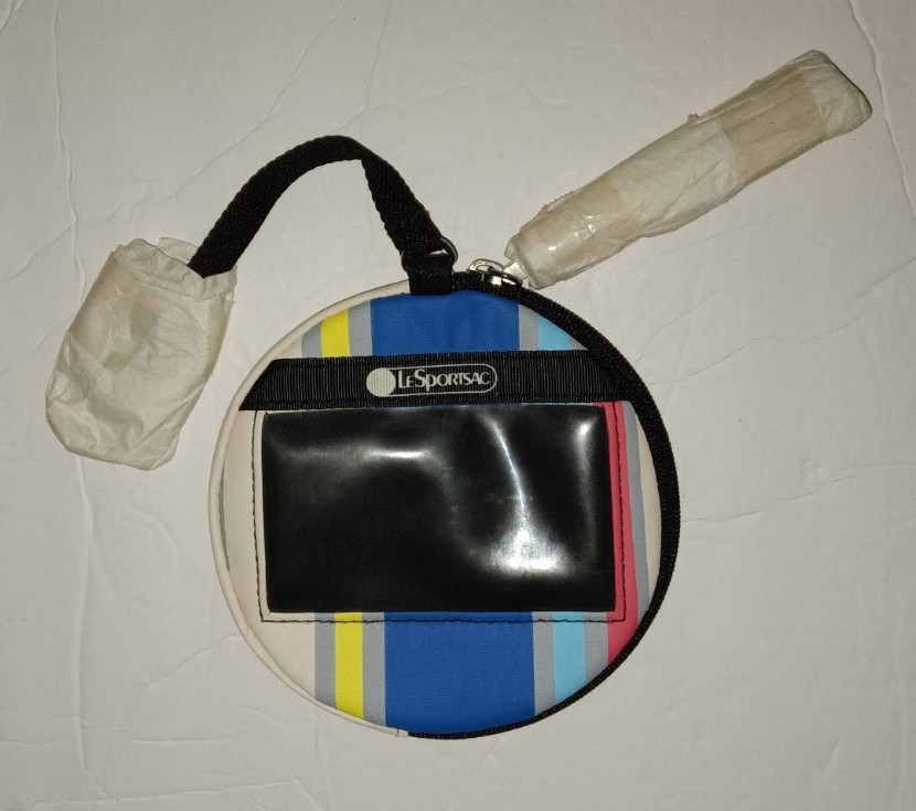 Vtg New Old Stock LESPORTSAC Round Zippered Novelty Coin Purse w/ Face Glasses