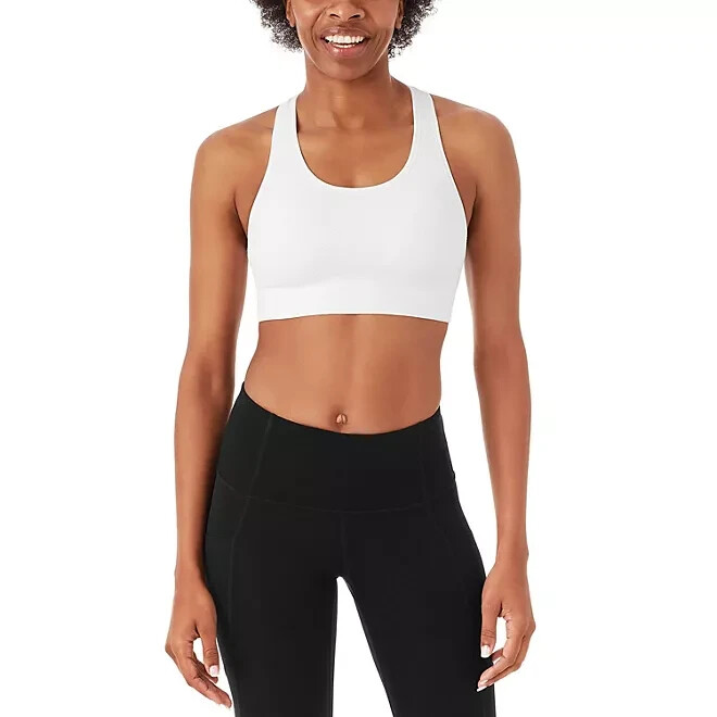 Member’s Mark Ladies 2 Pack Racerback Sports Bra Size L White/Cinnamon