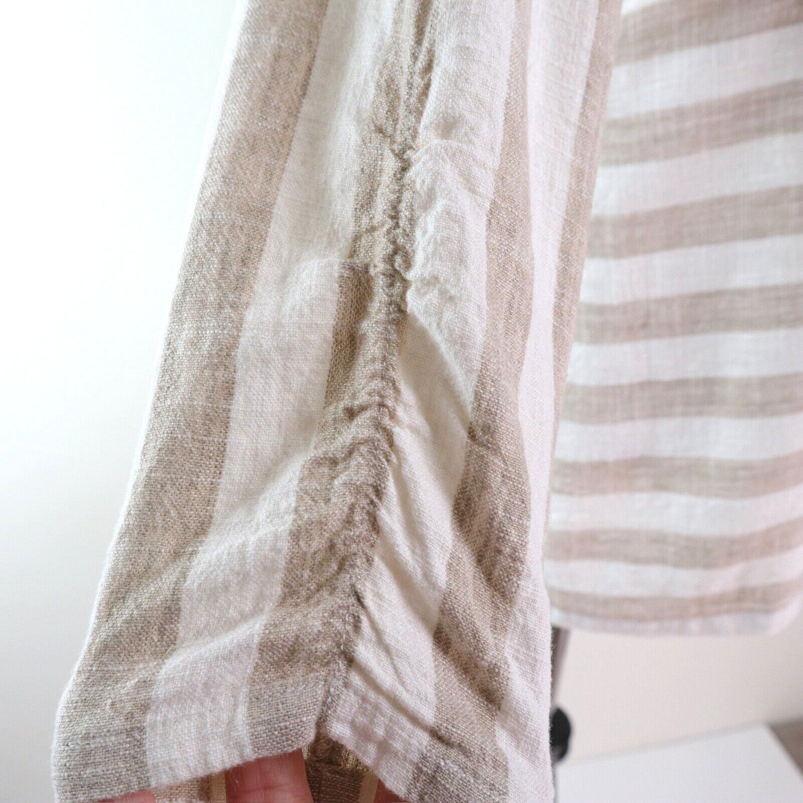 Soft Surroundings Size L Camina Linen Blend Tunic Stripe Cream Brown