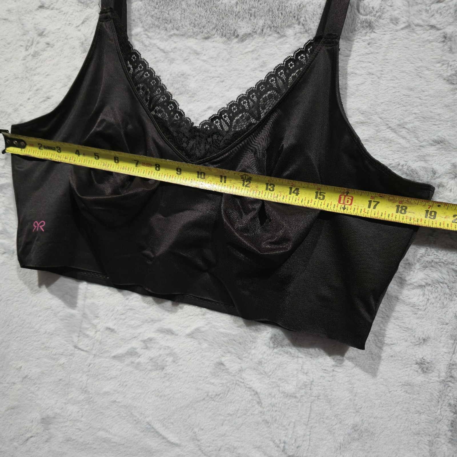 Ruby Ribbon V Neck Diva Lace Detail Demiette Seamless Bra Black 46 Plus-size.