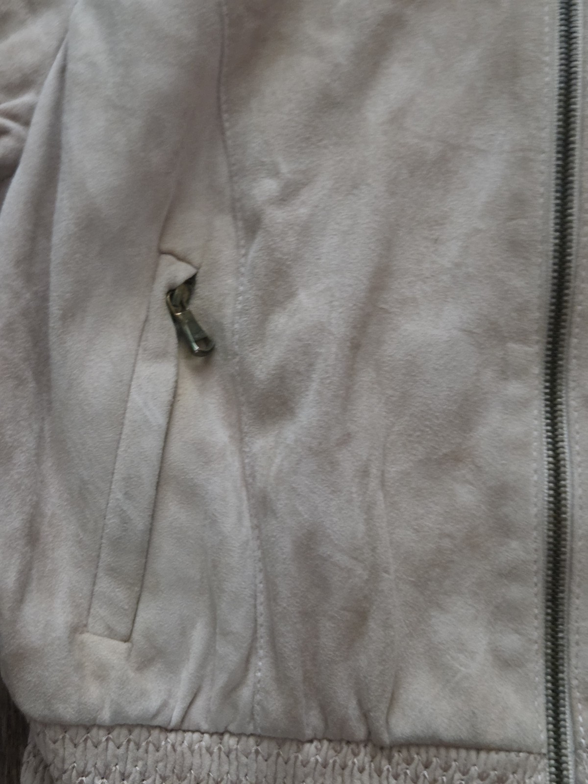 🩷Balenciaga Paris Nude Blush Suede Leather Jacket Smocked Knit Trim Ghesquiere
