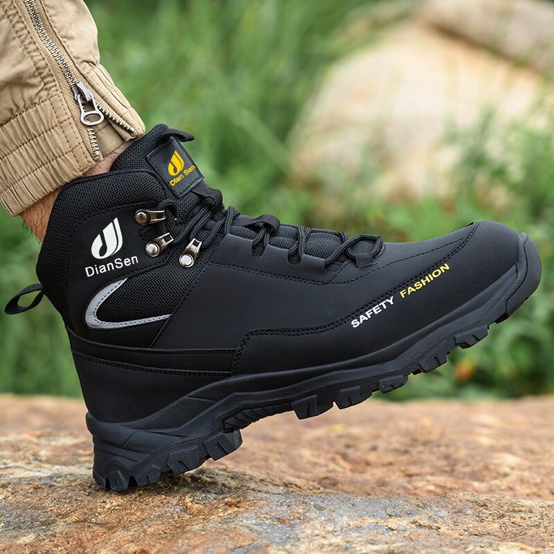 Men’s Steel Toe Work Boots Waterproof Anti-Smash Safety Shoes Construction Shoes