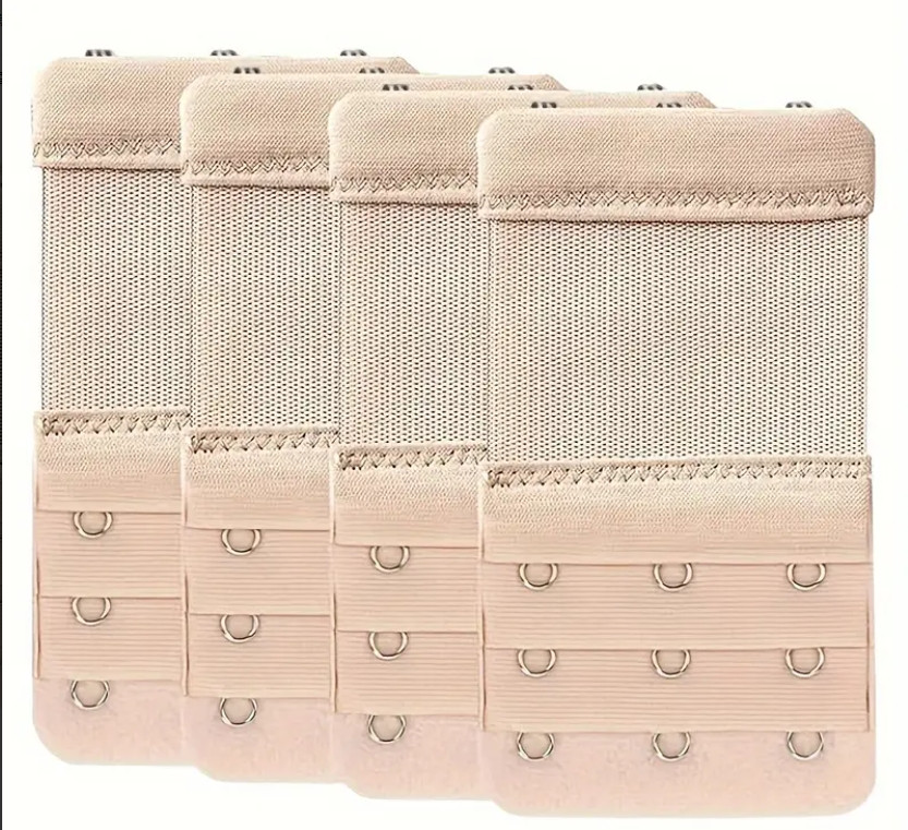 4 Pieces 3-Hook Bra Strap Extender; Comfortable and Adjustable Bra Strap Clip