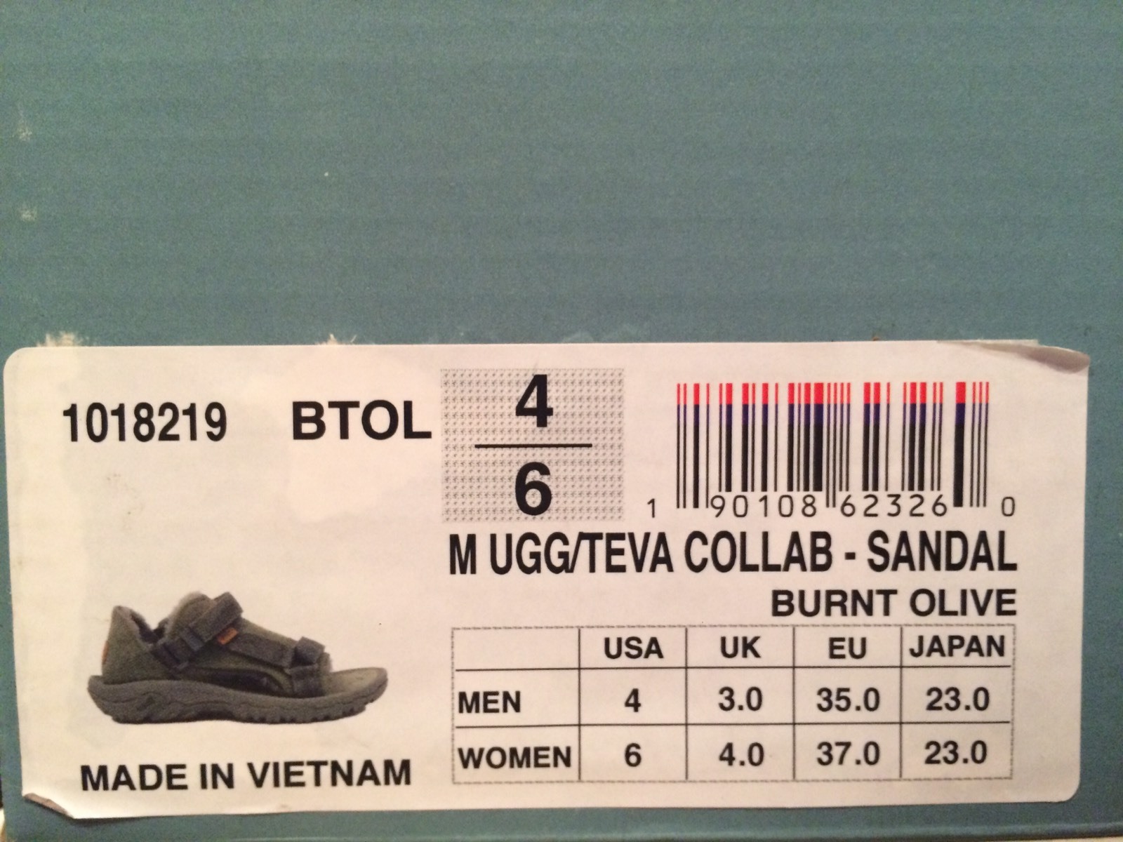 TEVA/ UGG COLLAB OLIVE SHEEPSKIN STRAPPY SANDALS, UNISEX US MEN 4/ WOMEN 6 ~ NIB