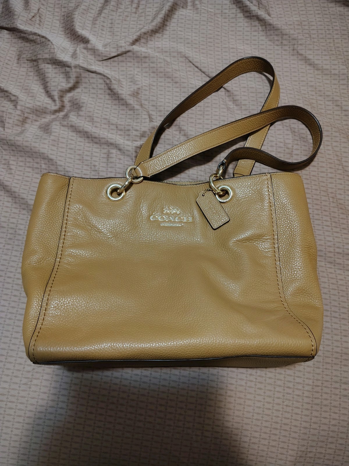 COACH BAG F76701 Jes Tote Saddle Brown Pebbled Leather Shoulder Bag Open Box