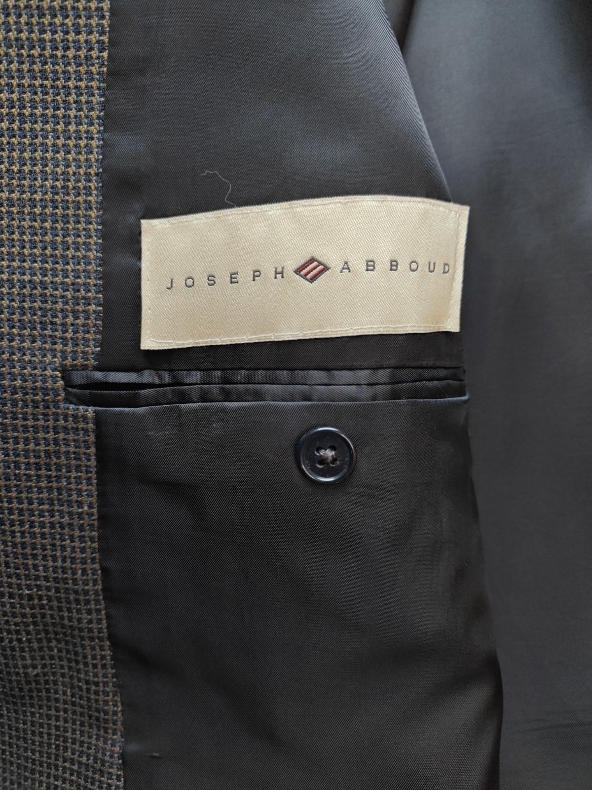 🇺🇸 Joseph Abboud Mens Wool Sports Coat 42R Black Gold USA 3 Button