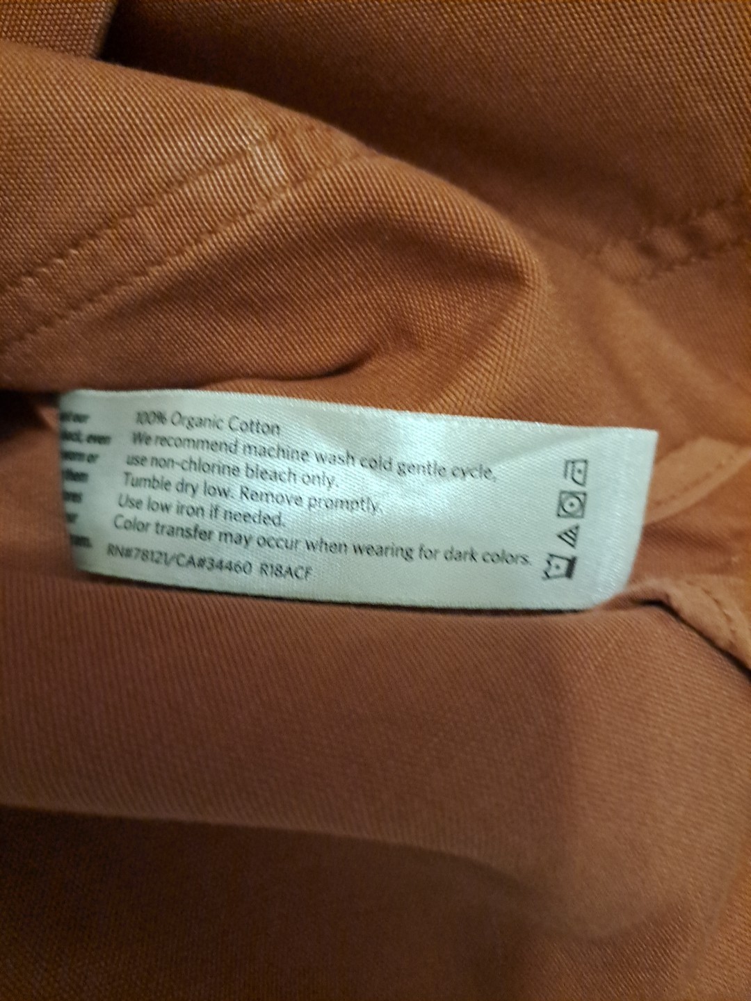 Eileen Fisher Terracotta Mandarin Collar Orga. Cotton M EUC Returns Accepted