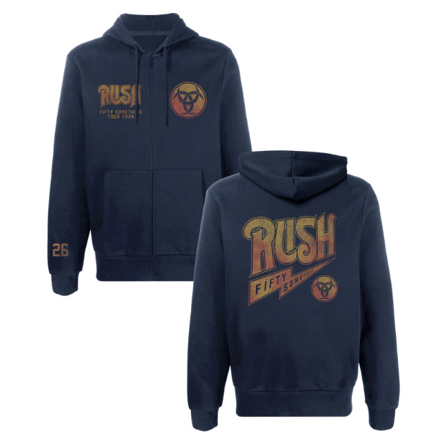 New!! Rush Band “50 Something Navy Tour” Zip-up Hoodie All Size