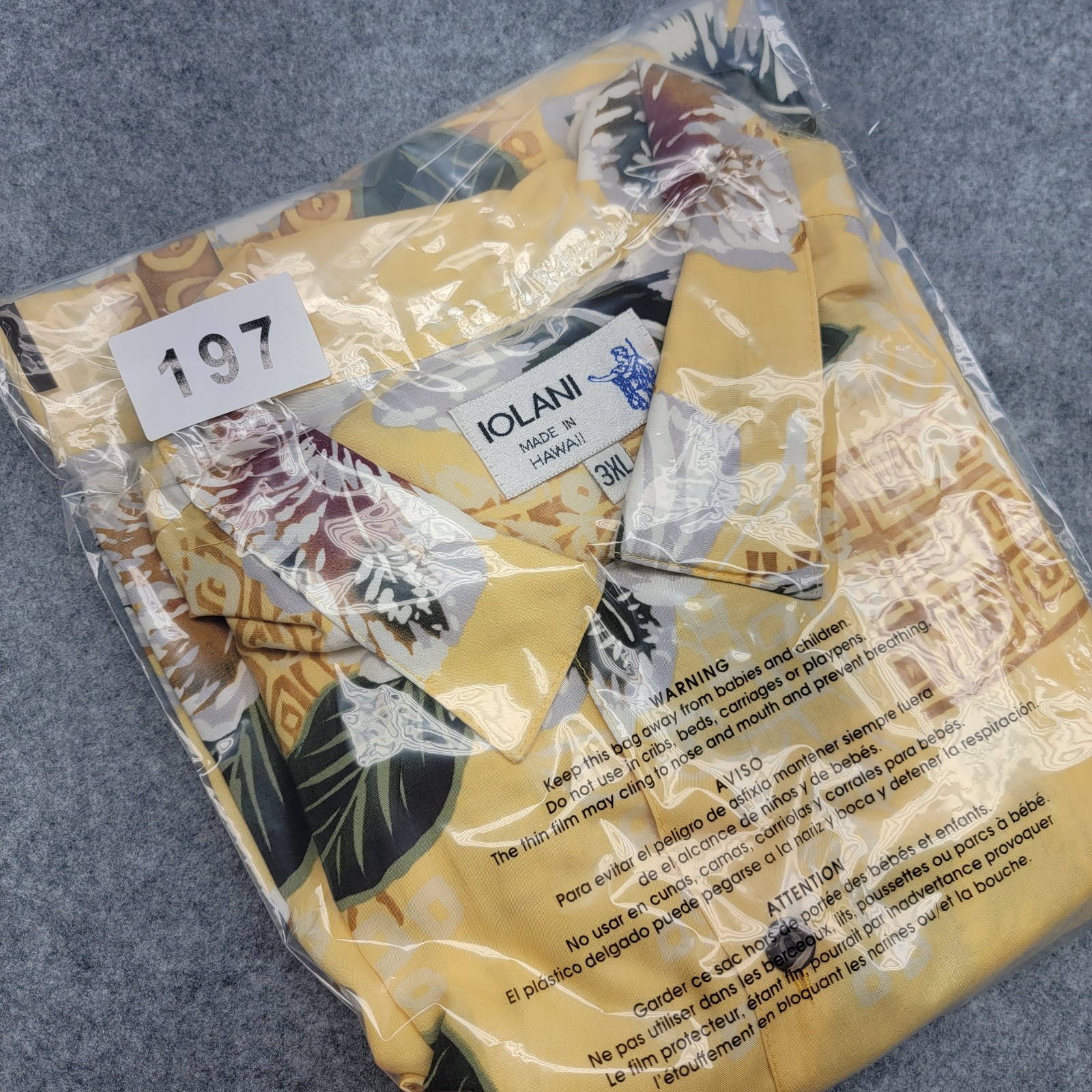 Iolani Hawaiian Vintage Adult 3XL Yellow Rayon Floral Button Up