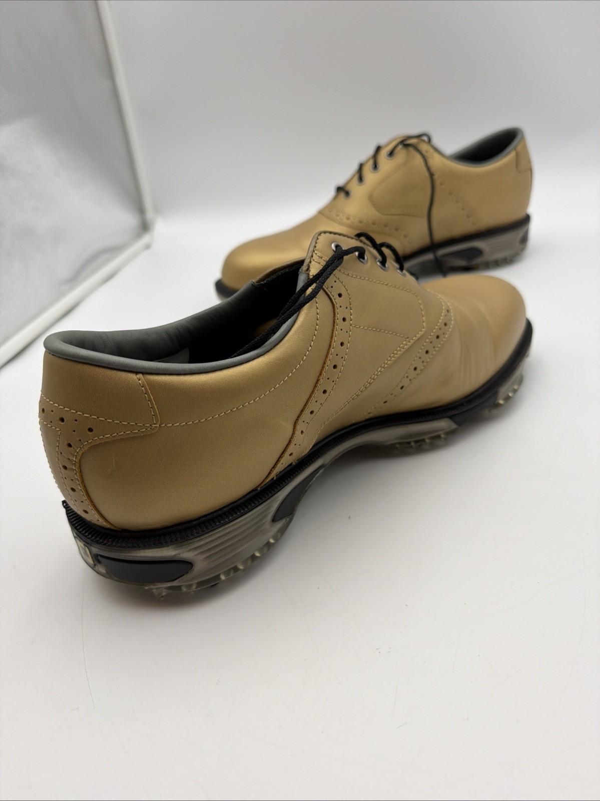 Foot-Joy DryJoys Mens Gold Purdue Shoes, Soft Spikes, Size 12