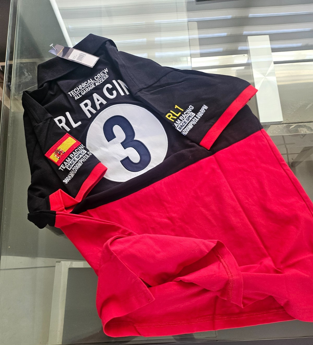Polo Ralph Lauren RL Racing España Polo Shirt Men’s Black Red Big Pony 3 Spain