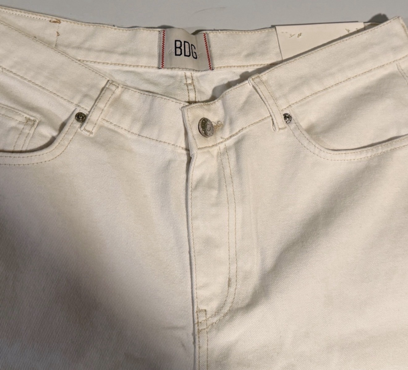 BDG Women’s White Solid Denim Wide-Leg Jeans Button Fly 5-Pocket Pockets