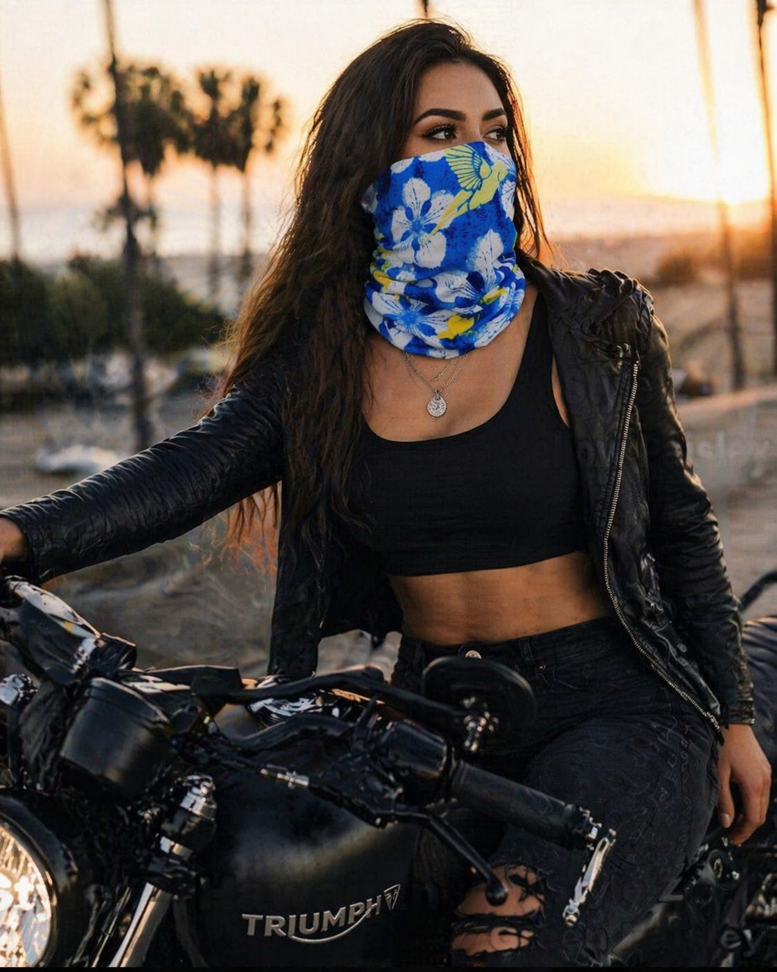 Black Paisley Face Mask Neck Gaiter Motorcycle Balaclava Tube Bandana Bike Mask