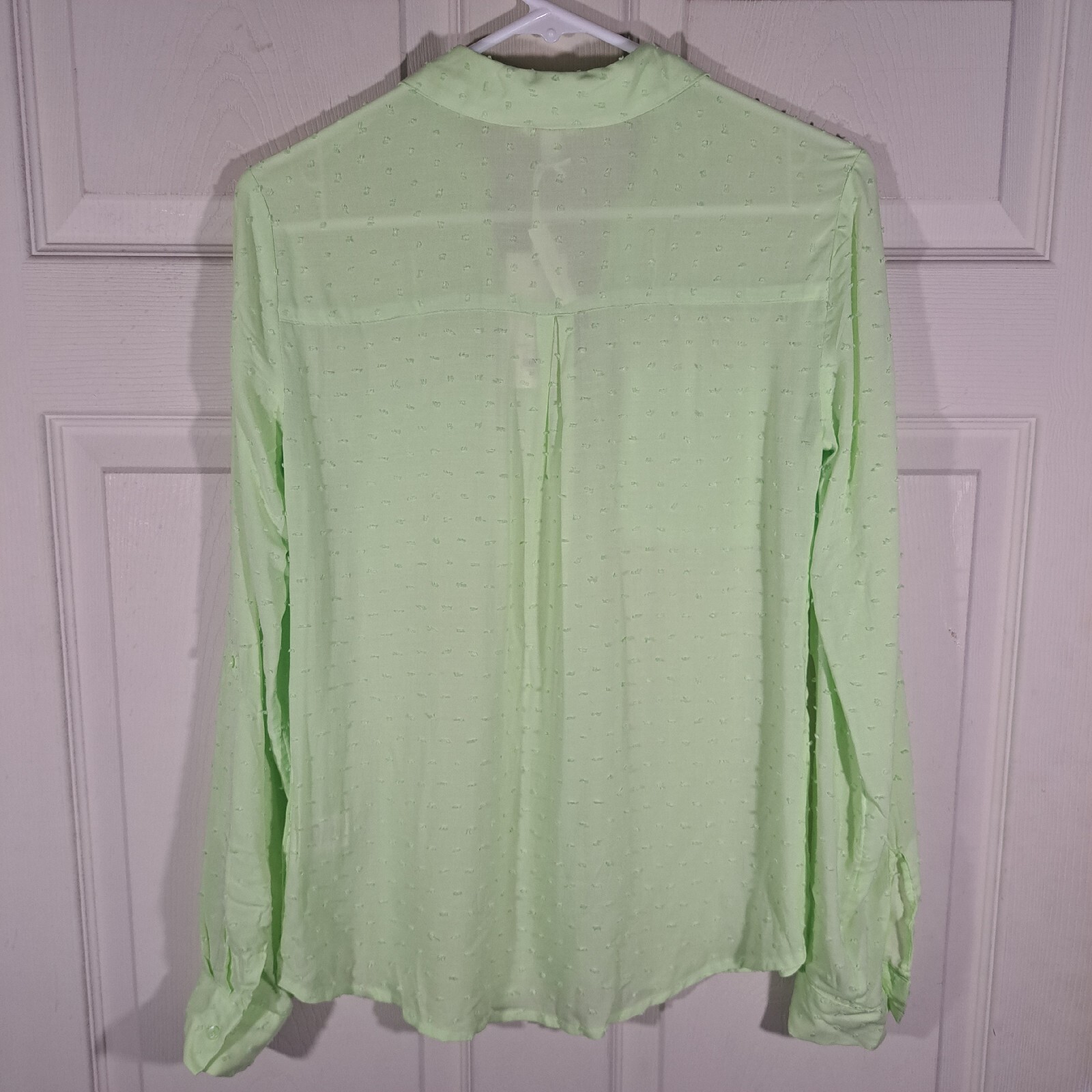 Candies Button Up Shirt Womens Size XS Green Cuffed Textured Sheer NWT $38.00
