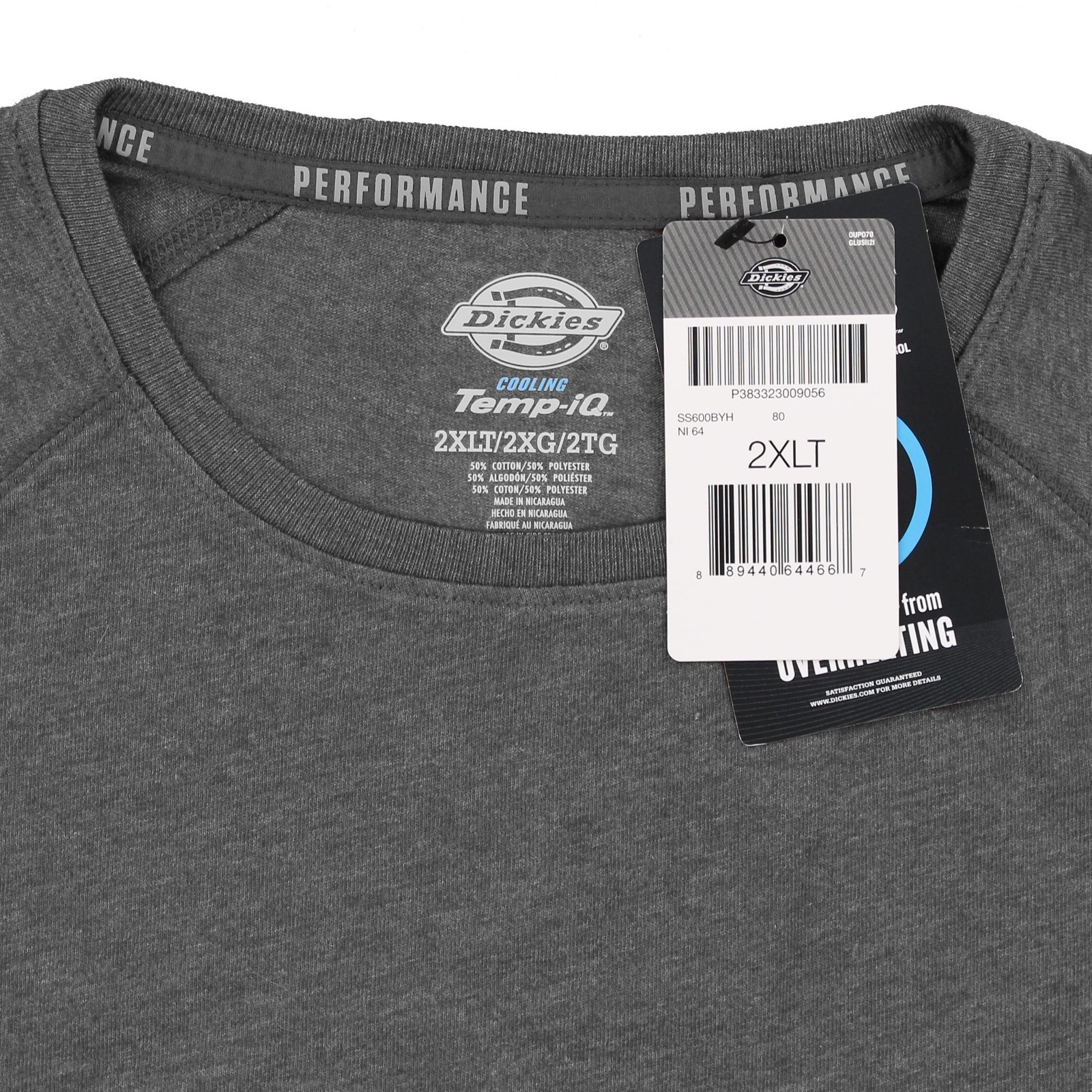 Dickies Cooling Temp IQ T-Shirt Men’s Performance Big & Tall Raglan Short Sleeve