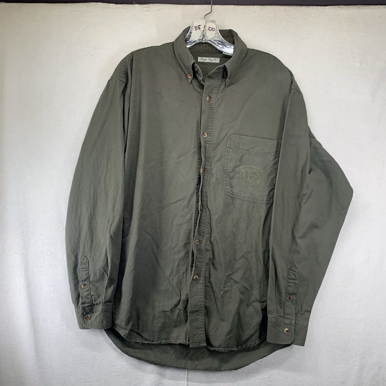 Vtg Y2K Bugle Boy Long Sleeve Shirt Mens M Solid Earth Tone Olive Green 90s