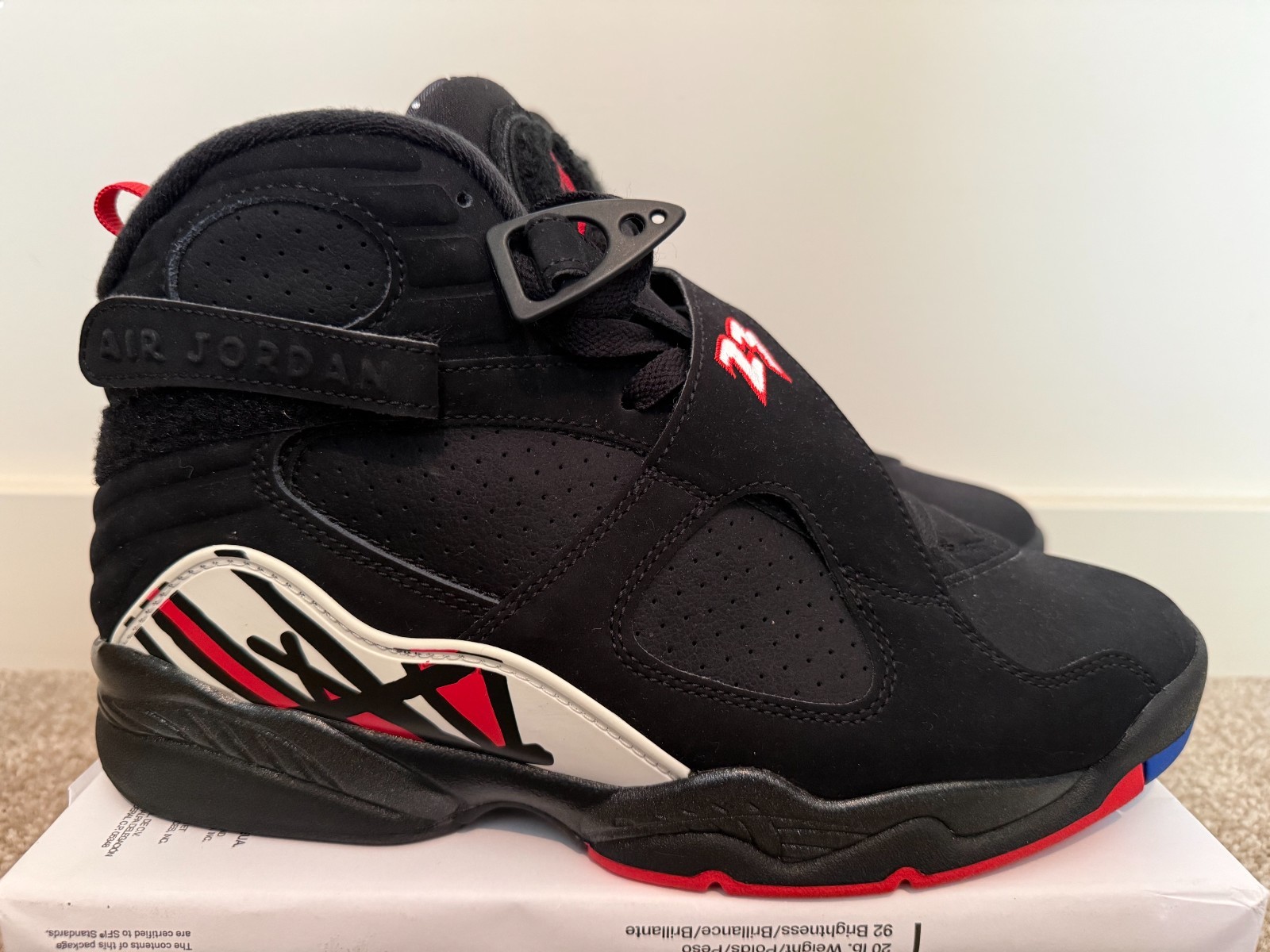 Nike Air Jordan 8 Retro Playoffs Black/True Red-White 305381-062 sz 8.5