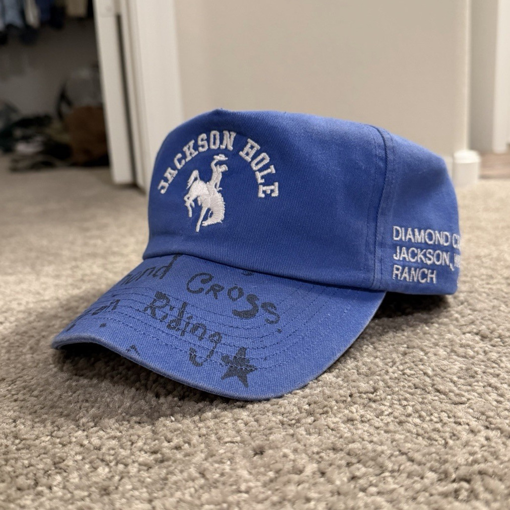 Jackson Hole Diamond Cross Ranch Blue Adjustable hat