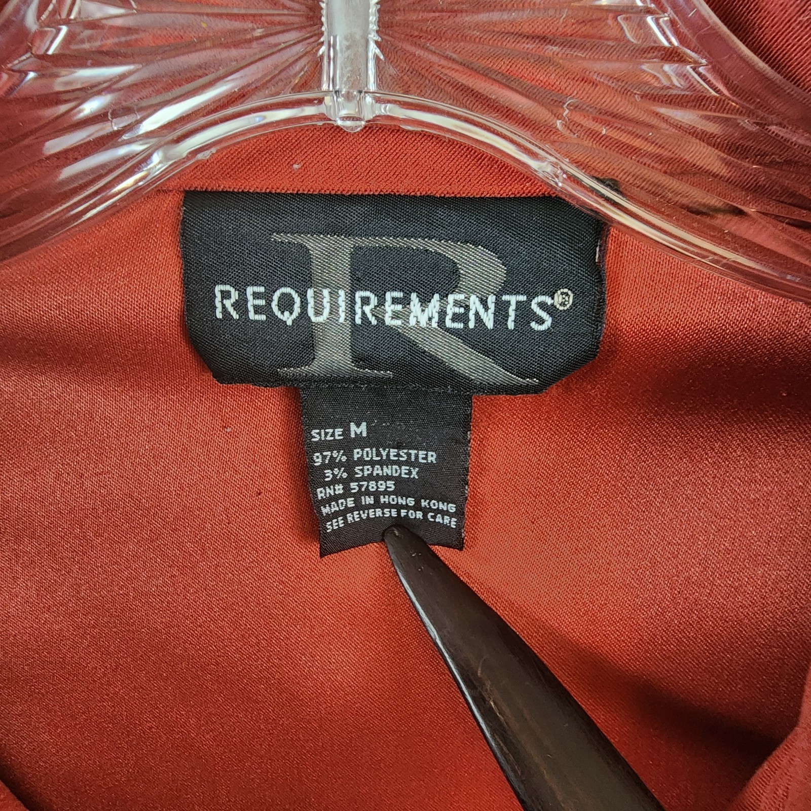Requirements Button Front Blazer Women Medium Rust Brown Polyester Spandex