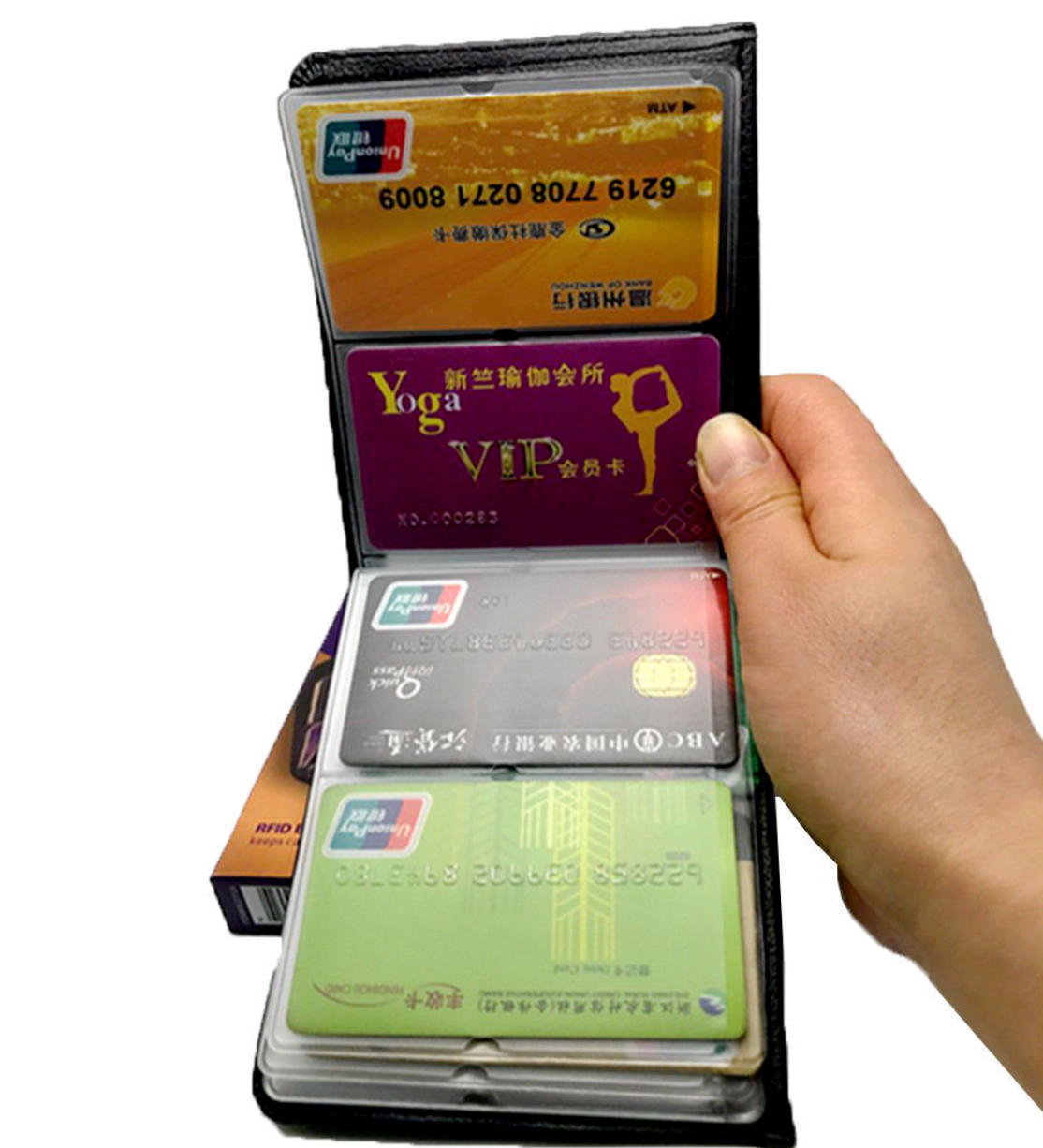 Wonder Wallet Black Leather Amazing Slim Thin RFID Wallets – As Seen on TV
