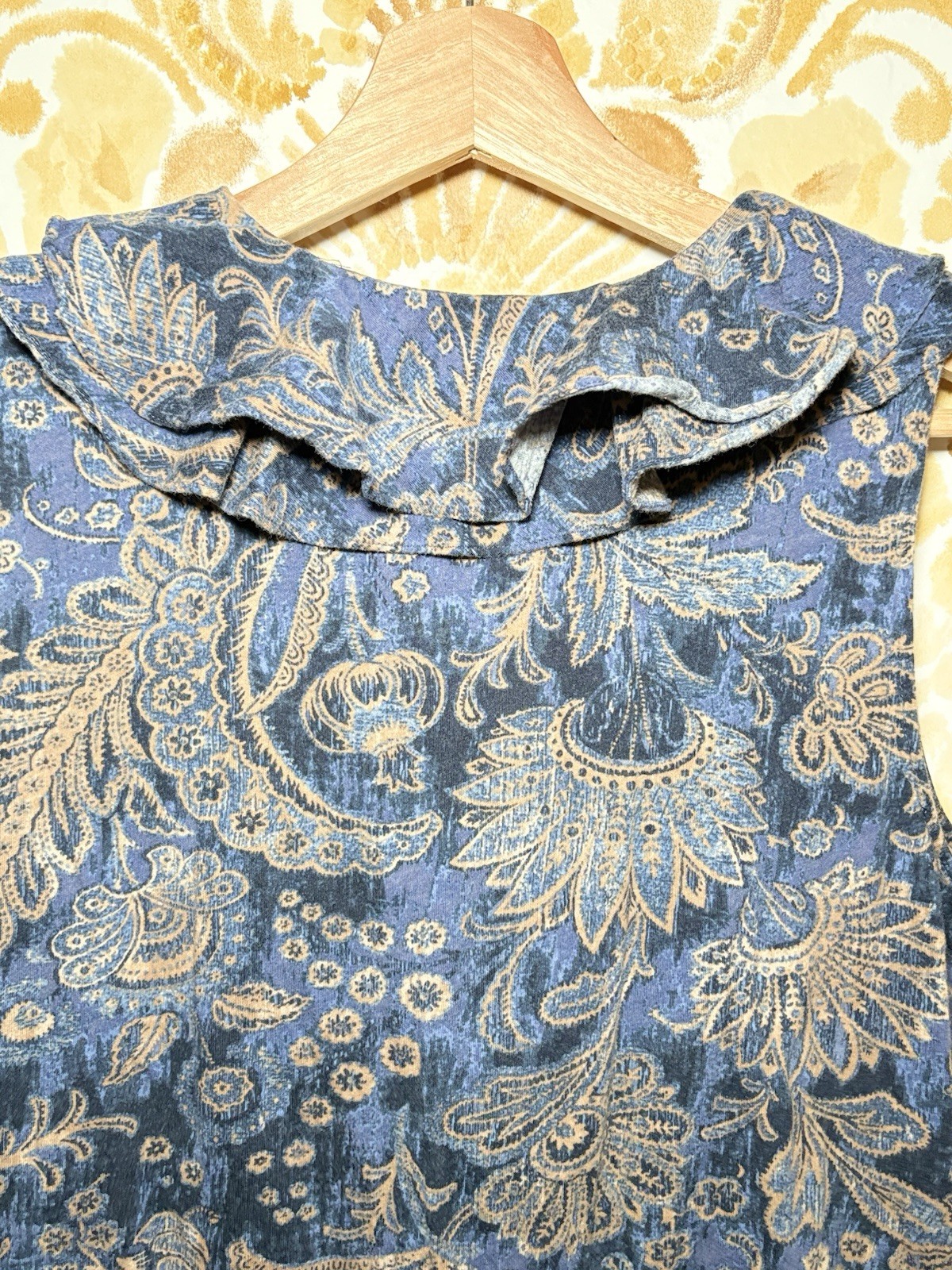 Lauren Ralph Lauren Blue Paisley Ruffle Sleeveless Blouse | Feminine Coastal