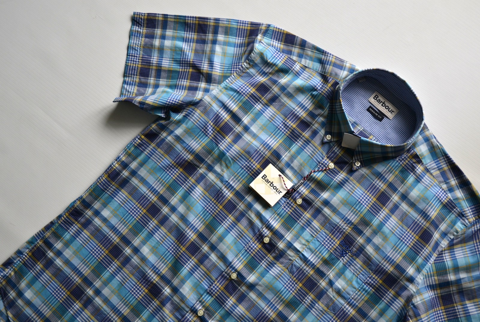 NEW BARBOUR ELLISON Men’s Shirt Men’s Summer Shirt Size 2XL Short Sleeve BIG SIZE