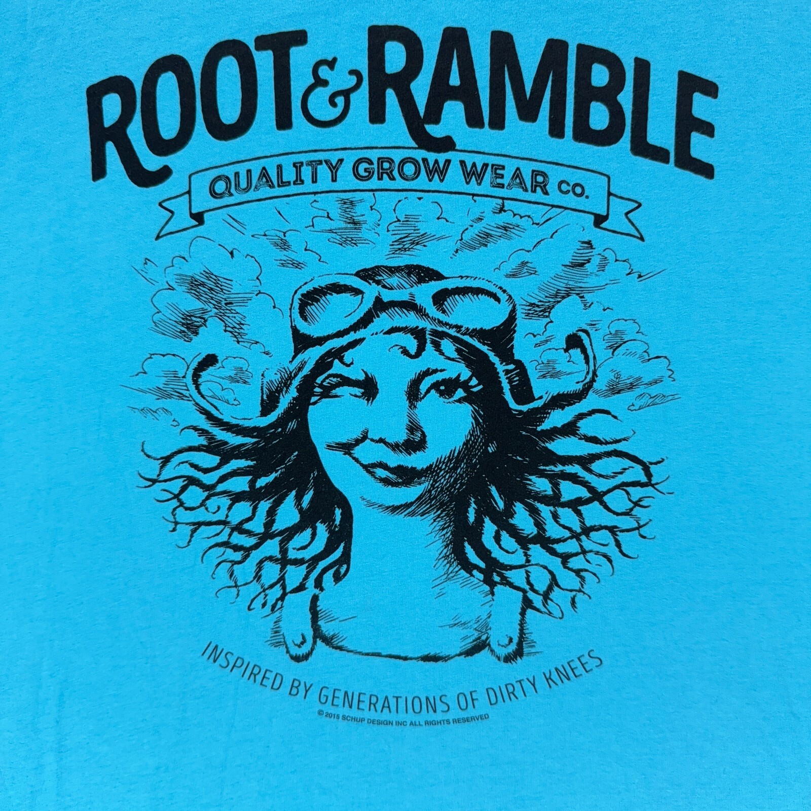 Root & Ramble Unixex XL TShirt Quality Grow Wear Graphic Tee Blue