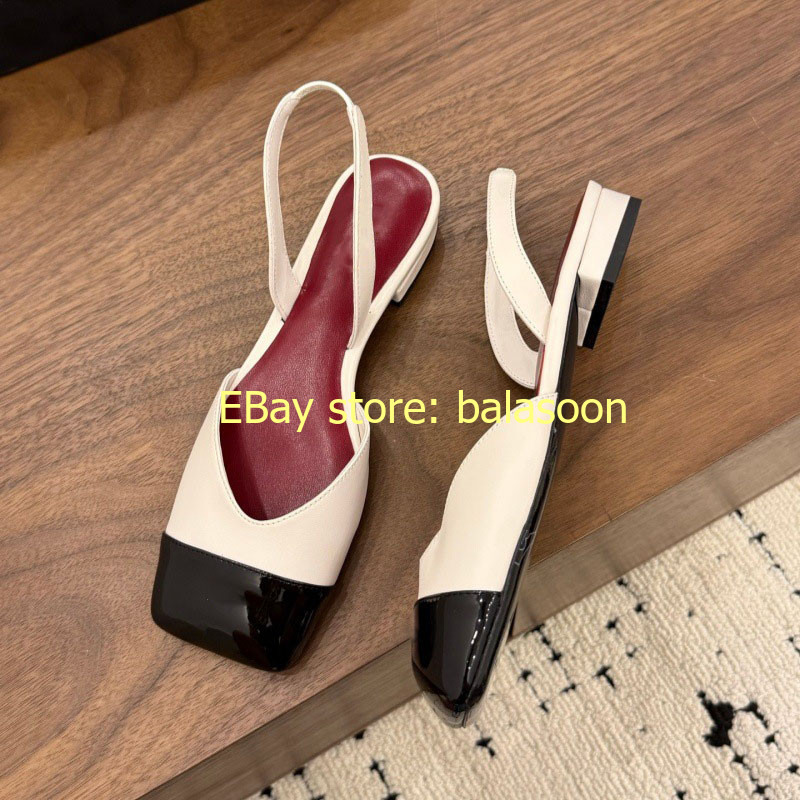 Retro Color Matching Square-Headed High-Heeled Sandals Baotou Thick-Heeled 35-41