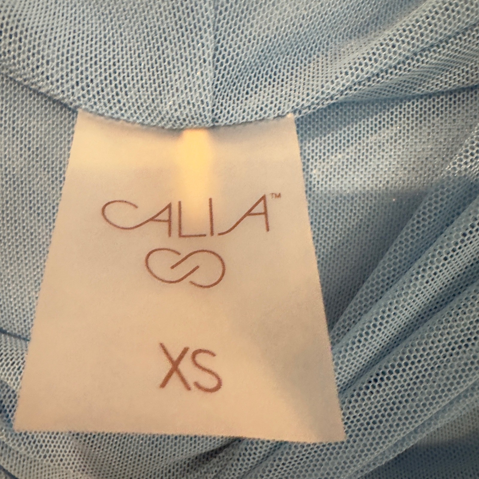 CALIA Ruched Mock Tank Tranquil Blue Mesh Sleeveless Top WAX15122 Womens XS NEW