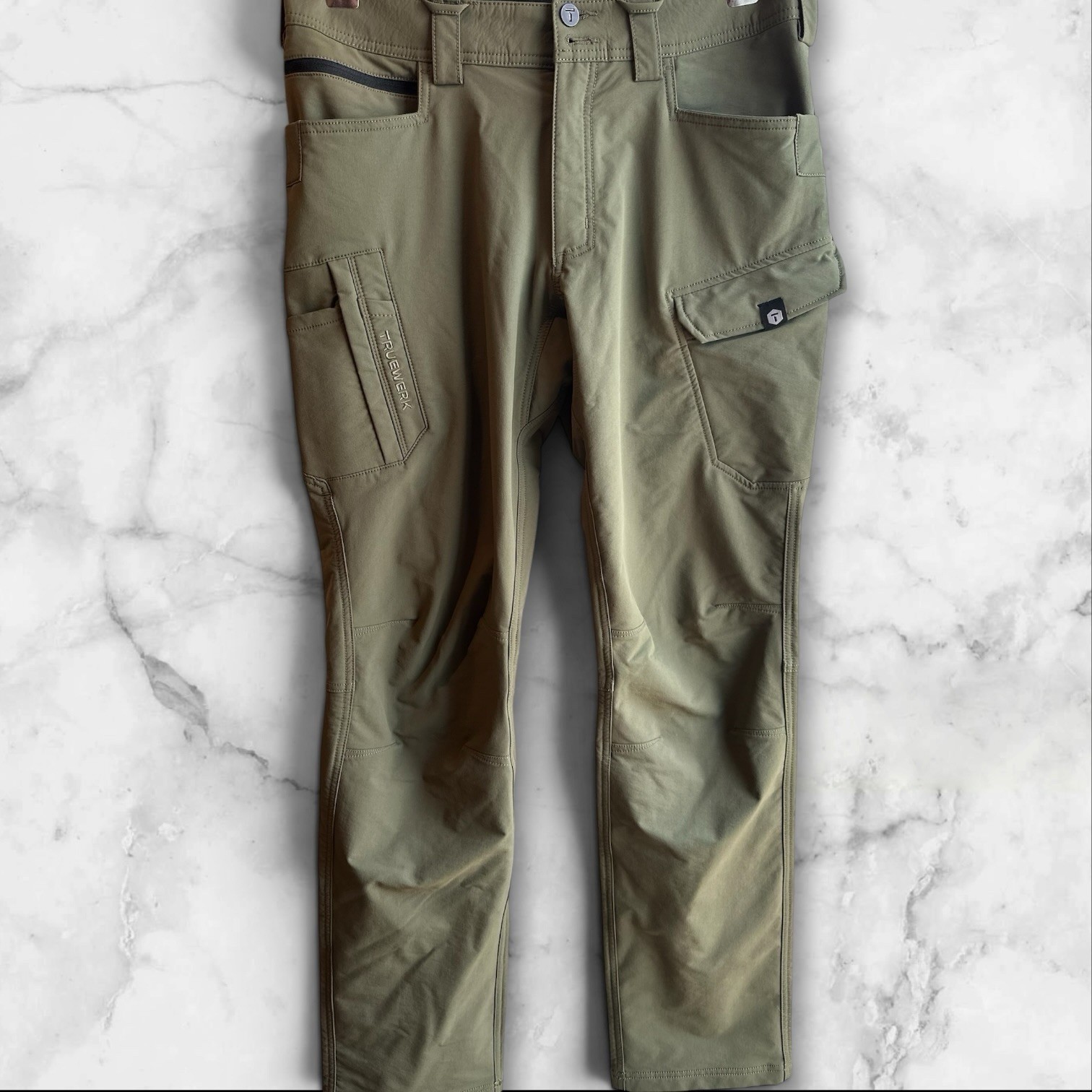 Truewerk T2 Werkpants Mens 34/33 Olive Green Water Resistant Pants Softshell