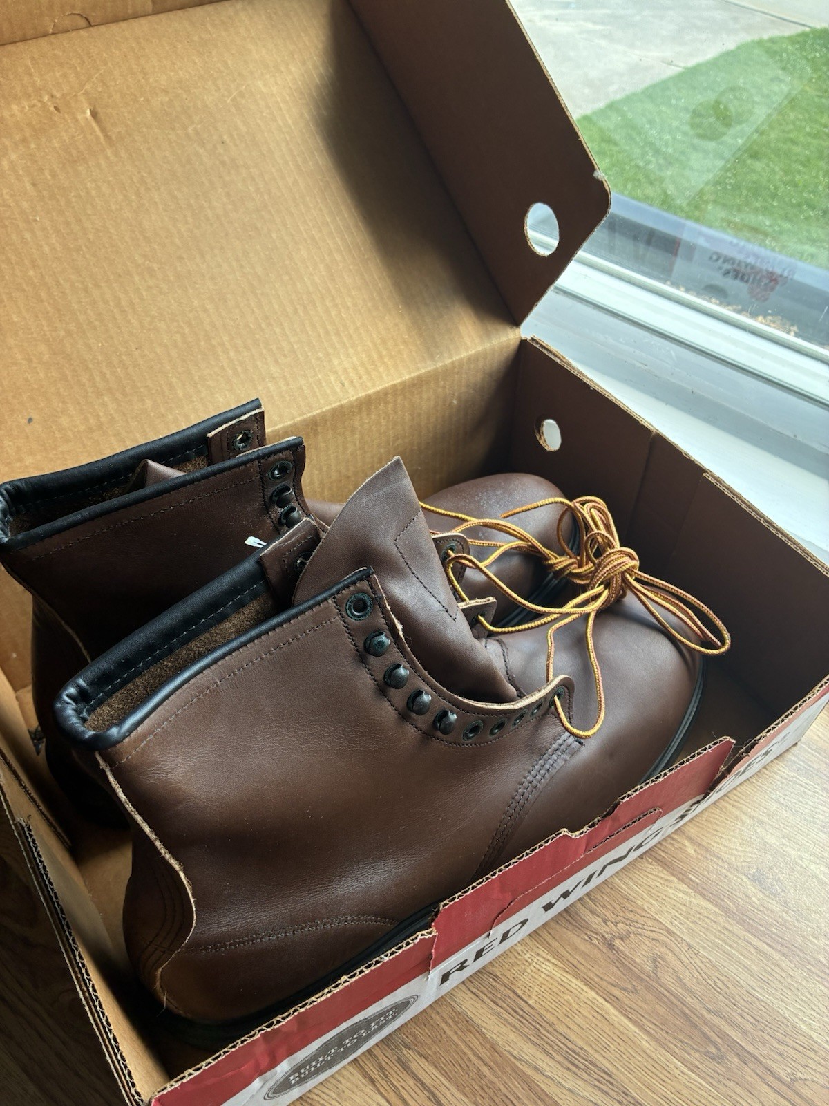 Red Wing Shoes Men’s Safety Work Boots Brown Leather Lace-Up Ankle 15 D WYSIWYG