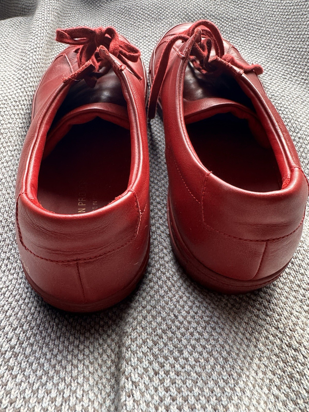 Common Projects Men’s Red Leather Low Top Lace-Up Sneakers US 14 EU 46