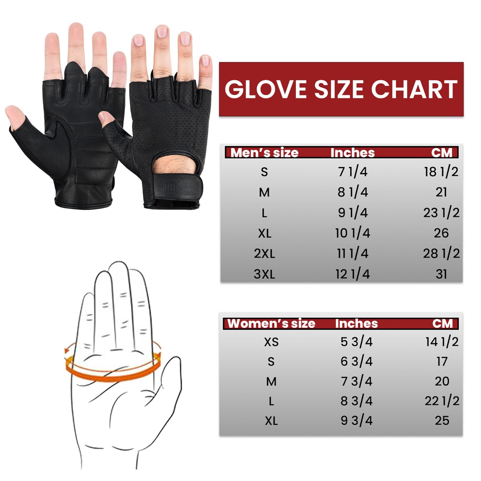 HUGGER Weatherlite Fingerless Motorcycle Gloves Gel Padded Palm Summer Riding