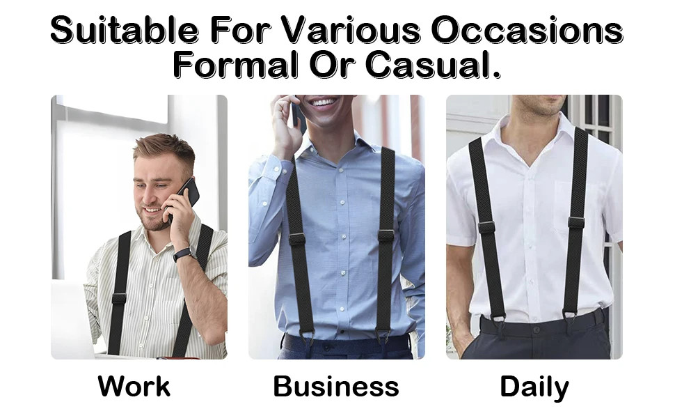Heavy Duty Elastic Suspenders for Men Trouser Pants Braces Strap Work Belt