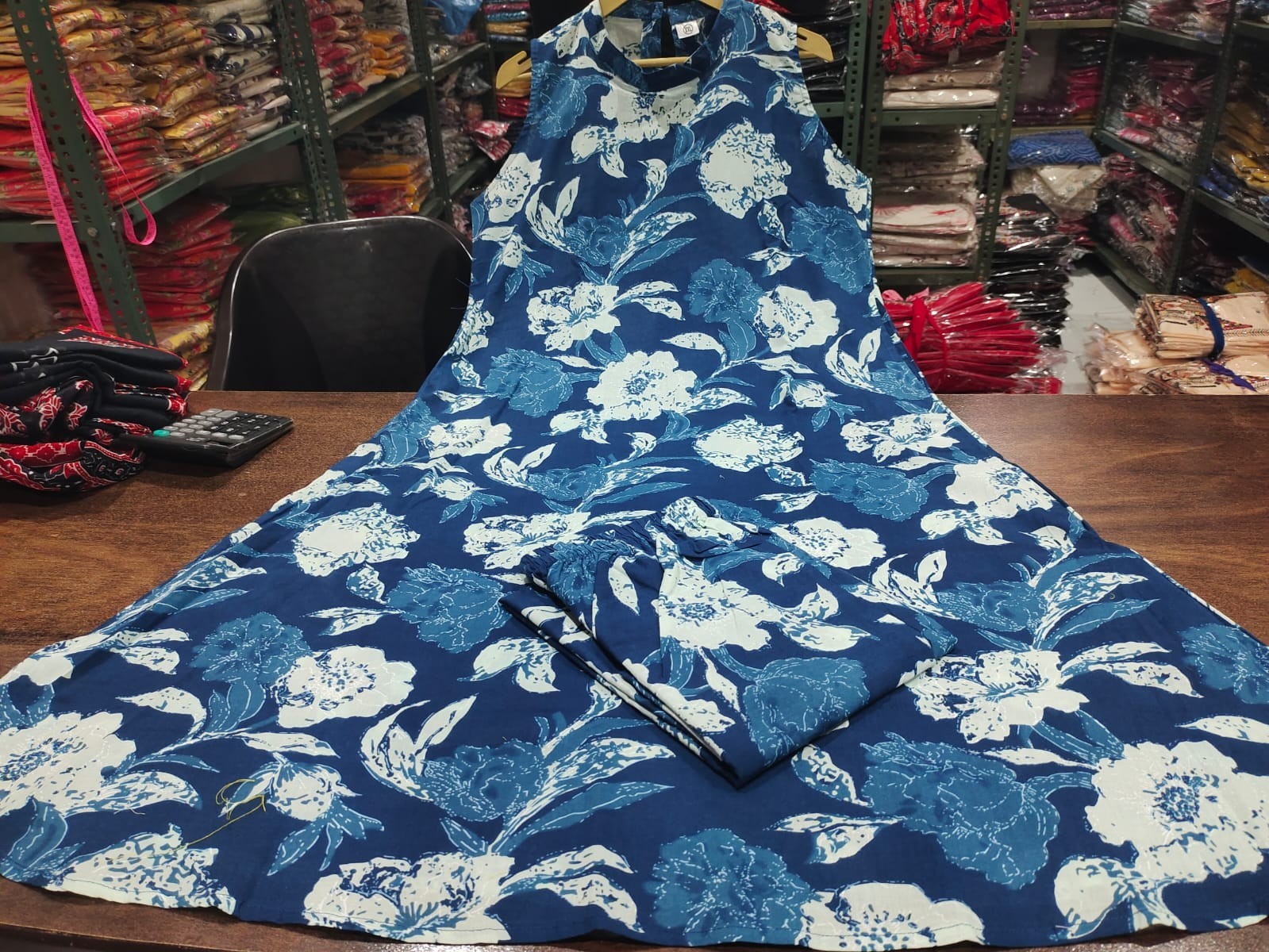 Blue Pure Cotton Tunic Kurti Palazzo Set Women’s Designer Ethnic Kurti Cord Set