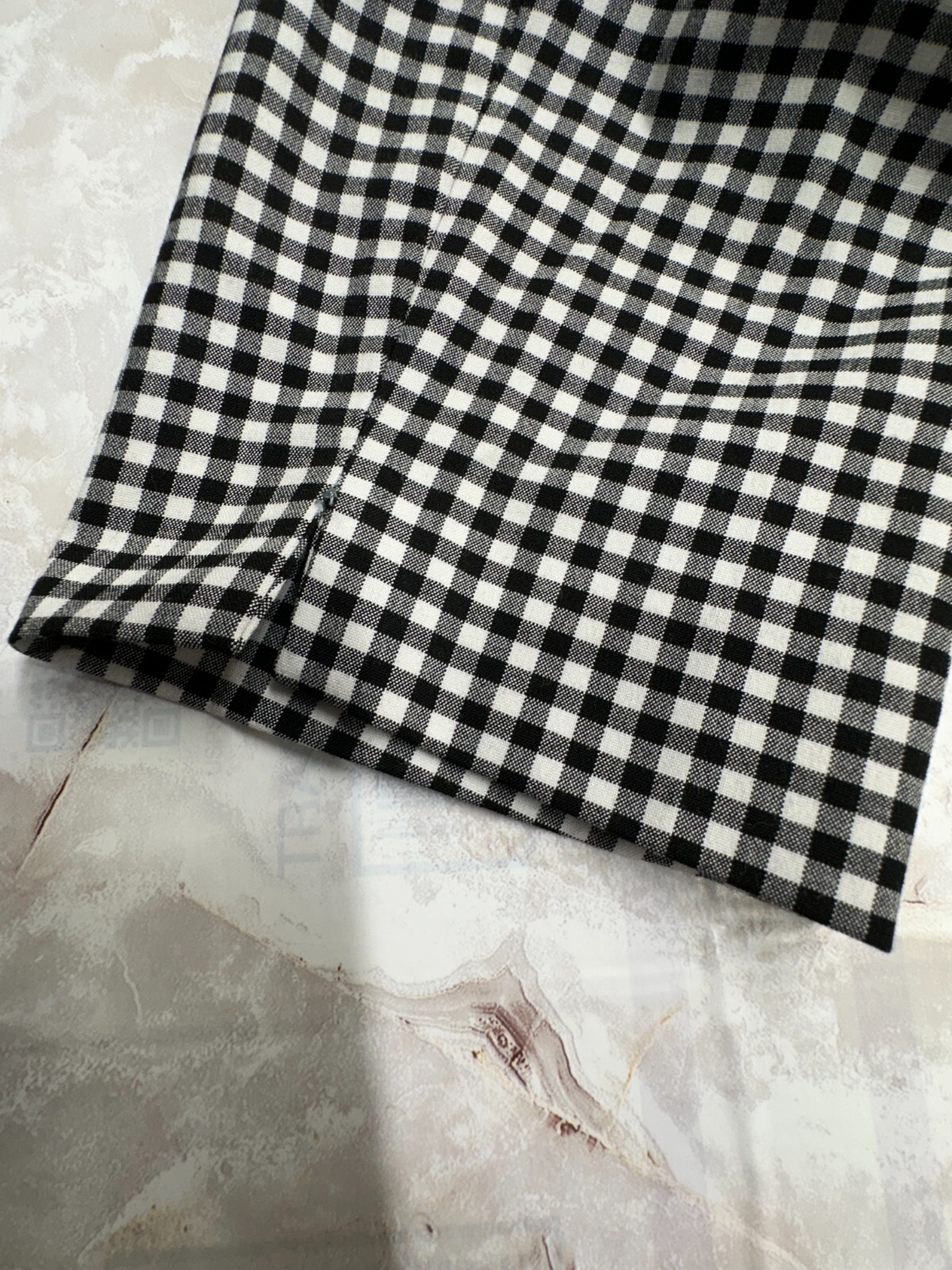 Zara Back Waist elastic Band side pockets Ankle Black White Checker pant size s