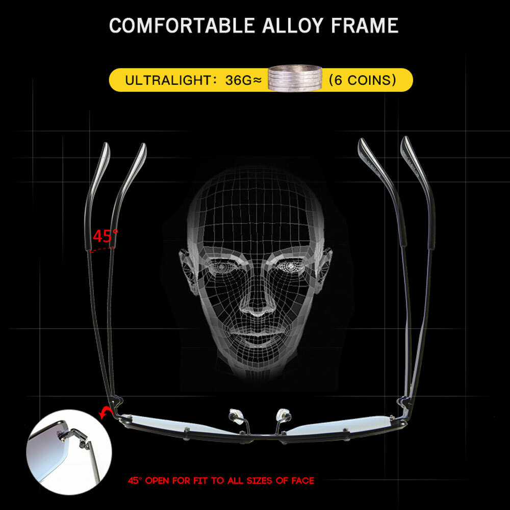 Square Pilot Rimless Sunglasses Mens Driving Outdoor UV400 Fashion Shades