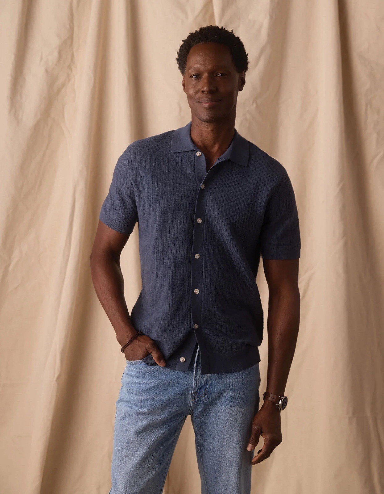 Normal Brand Breezeknit Button Up Size Medium Vintage Blue