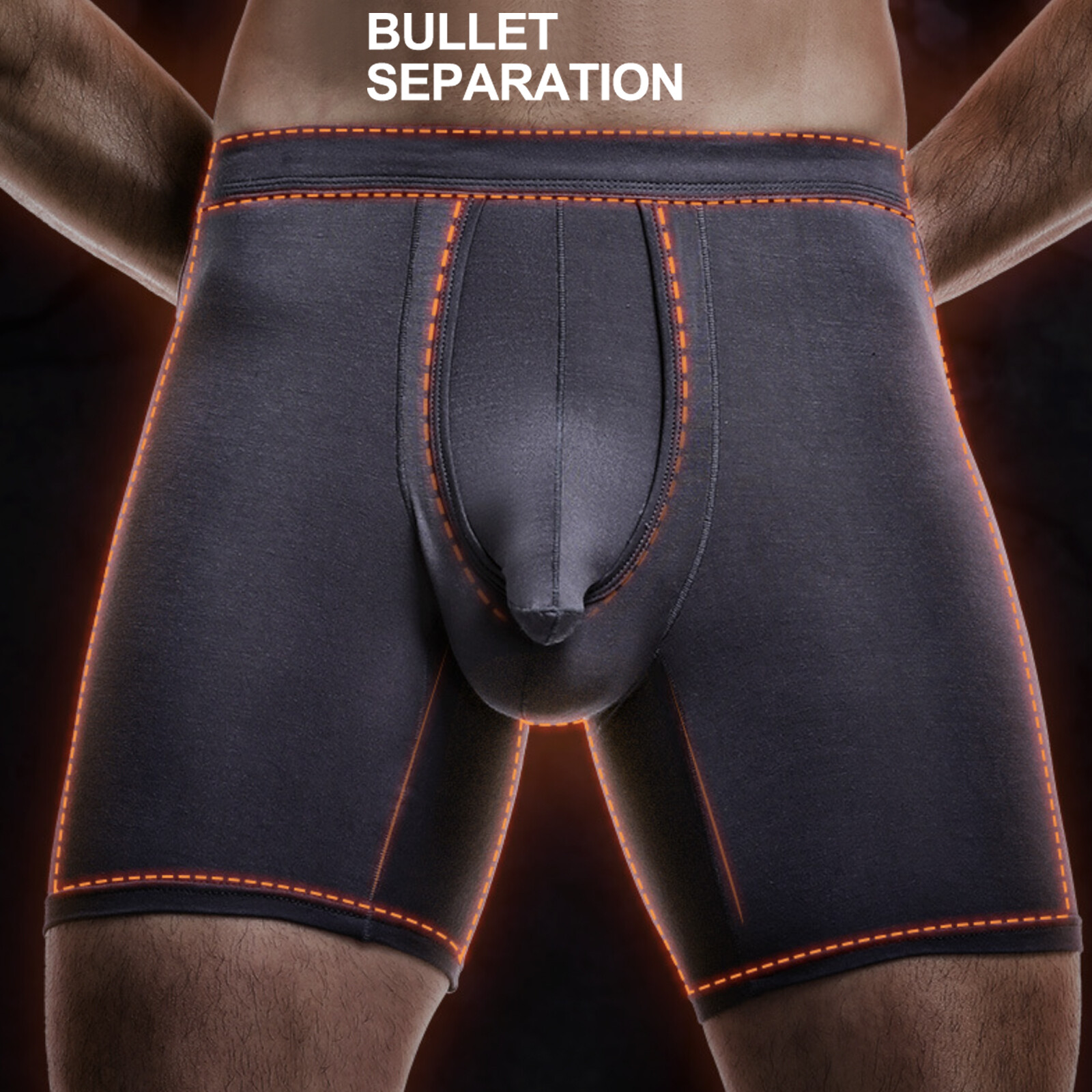 Pack of 1-3 Men Bamboo Anti Chafing Soft Comfort Long Leg Boxer Underwear Briefs