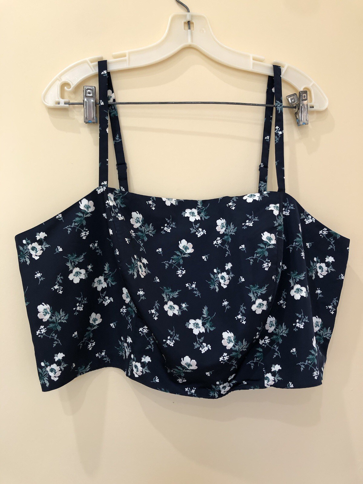 Old Navy Crop Top Cami Bra Navy Blue Beige Flowers Plus Size XXL Women’s