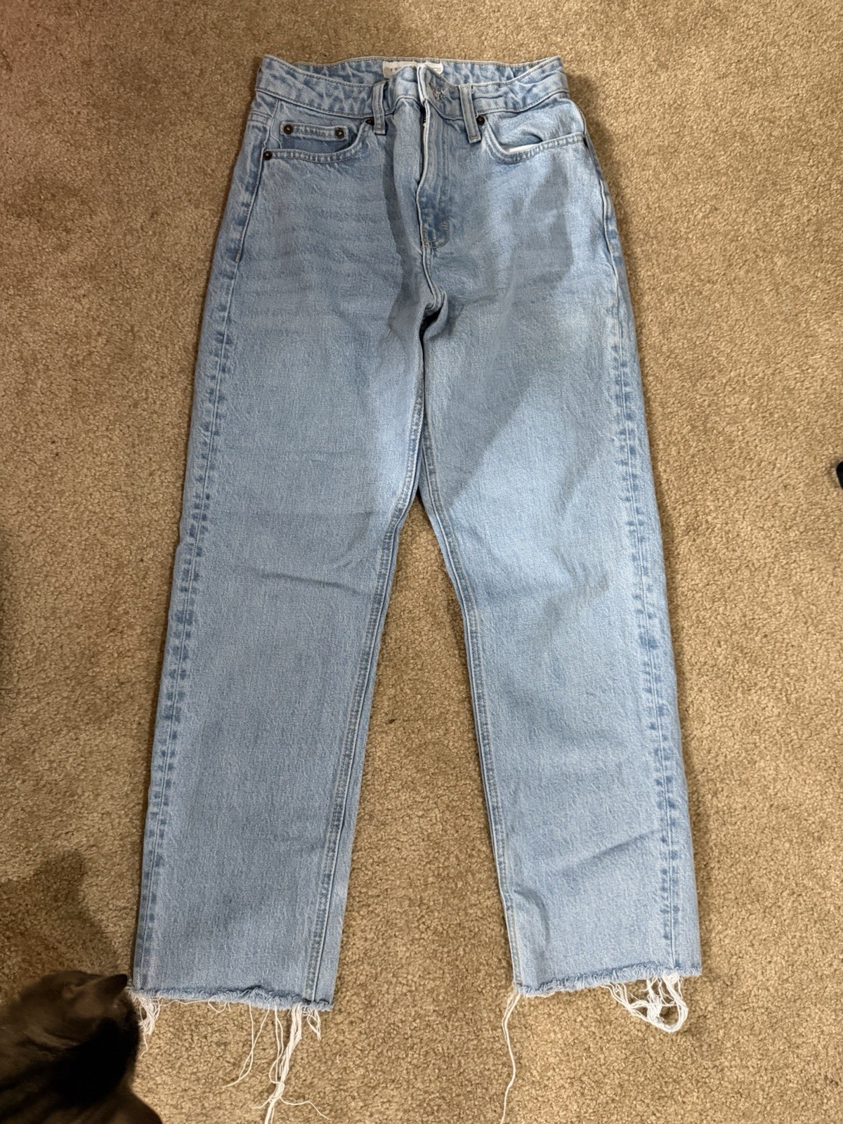 Women’s Top Shop Light Wash Denim Jeans W/ Raw Hem W24 L32 Excellent Denim