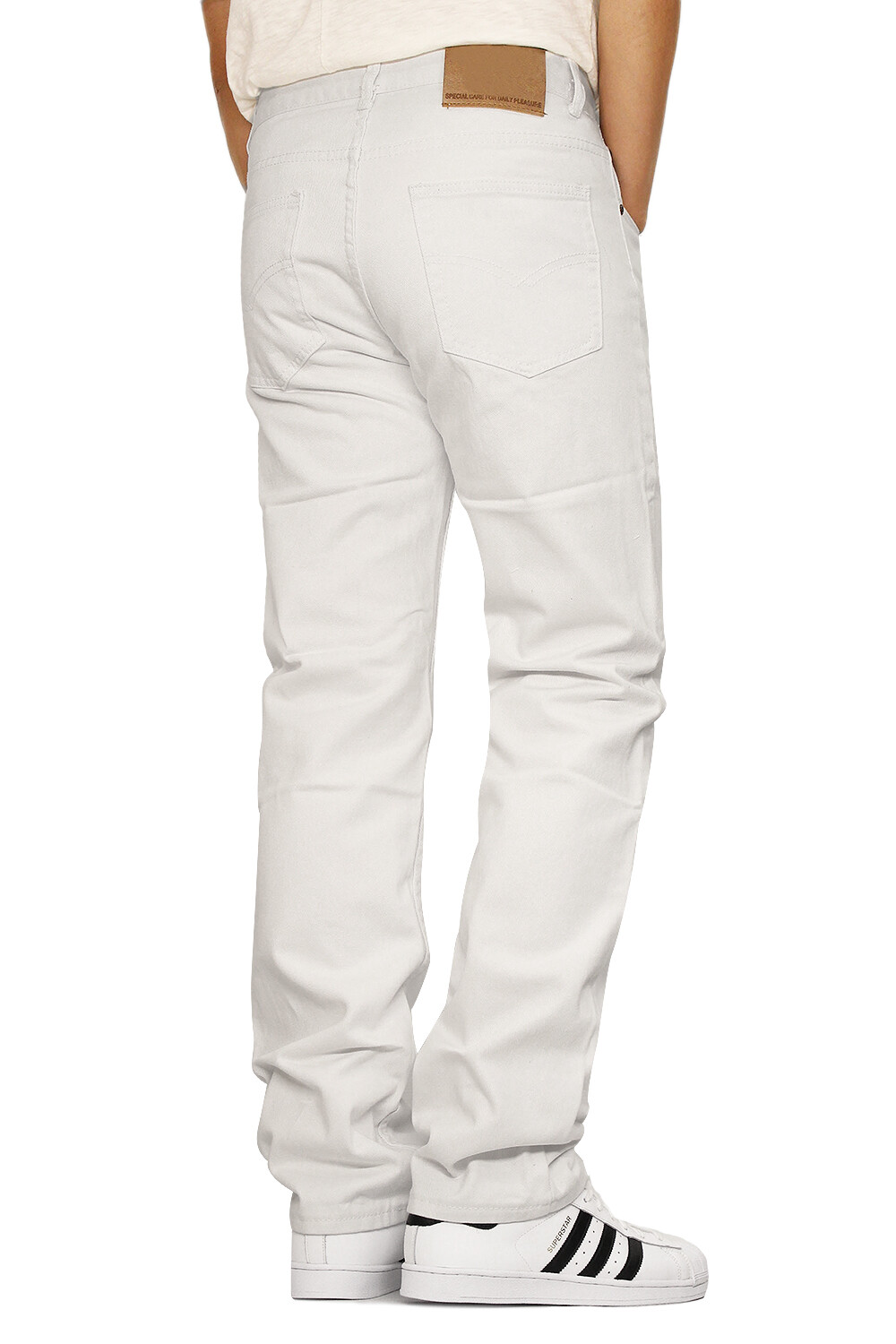 MEN’S WHITE REGULAR FIT STRAIGHT LEG DENIM JEANS OSCAR (30-48) *FAST SHIP