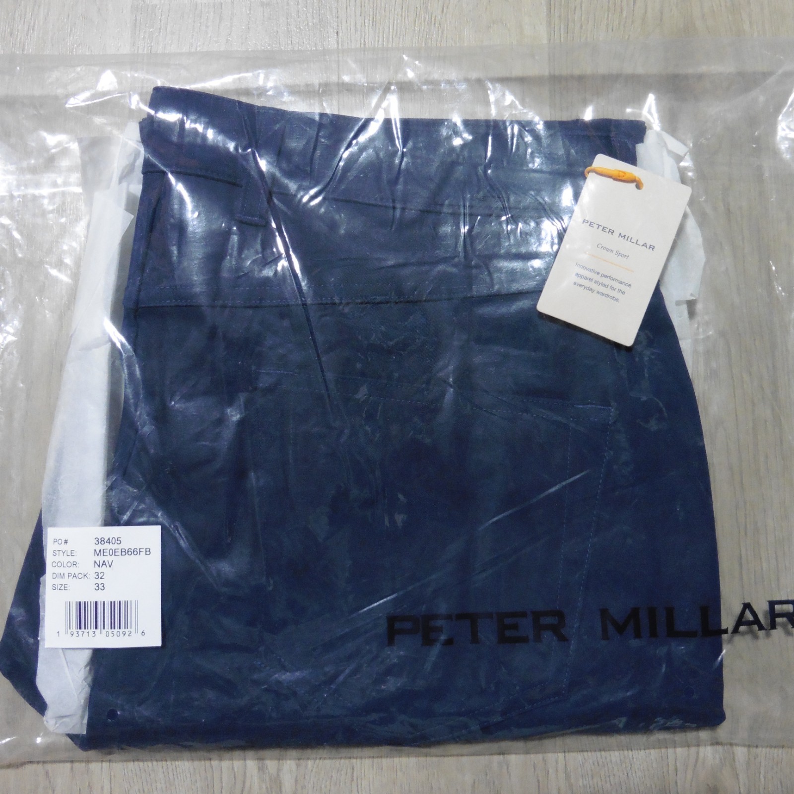 PETER MILLAR Mens 33 X 32 PANTS EB66 NAVY PERFORMANCE GOLF 5-POCKET ME0EB66FB