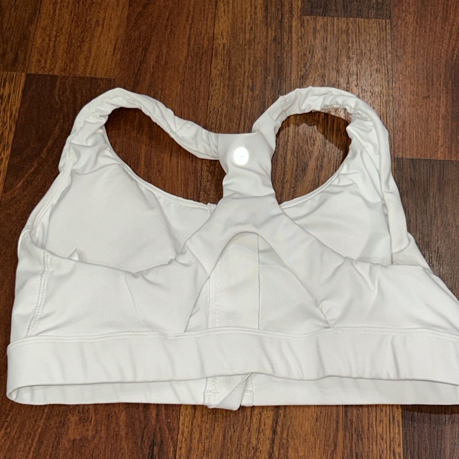 AVIA SIZE L. (12-14) WHITE ZIP FRONT CLOSE RACERBACK REMOVABLE PADS BRA