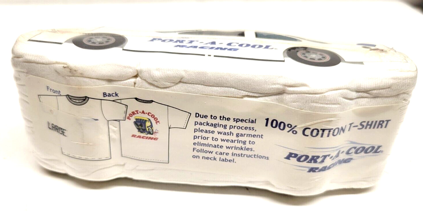 PORT A COOL RACING T-SHIRT SHRINK WRAPPED NIP LARGE 100% COTTON – U