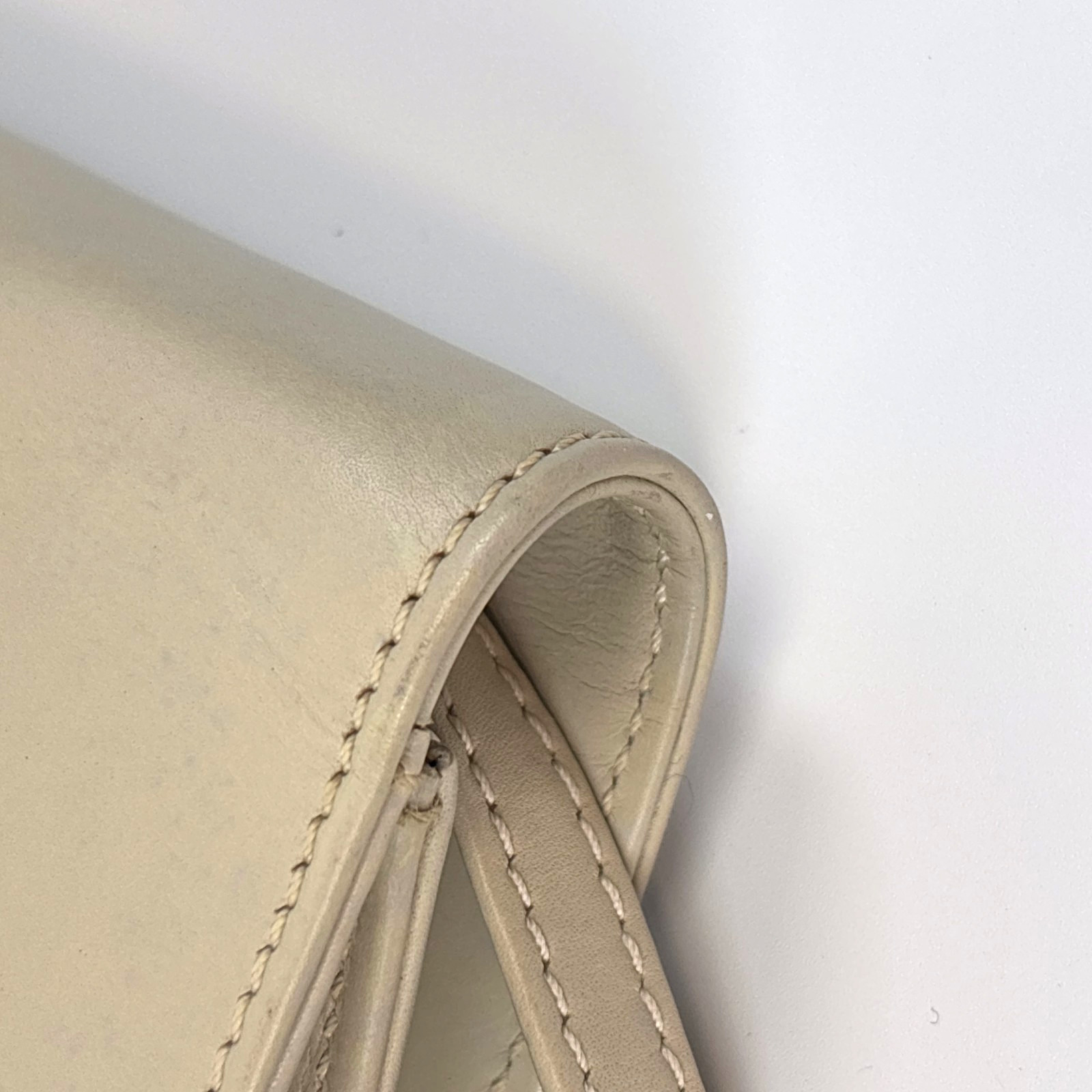 CELINE Leather Shoulder Bag Triomphe Beige Clutch From Japan