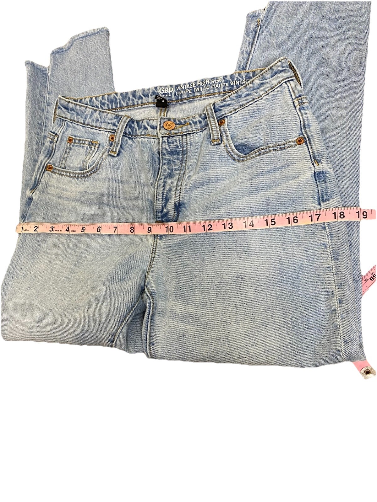 Gap Vintage High Rise Button Fly Light Wash Denim reworked crop Jeans Women’s 2