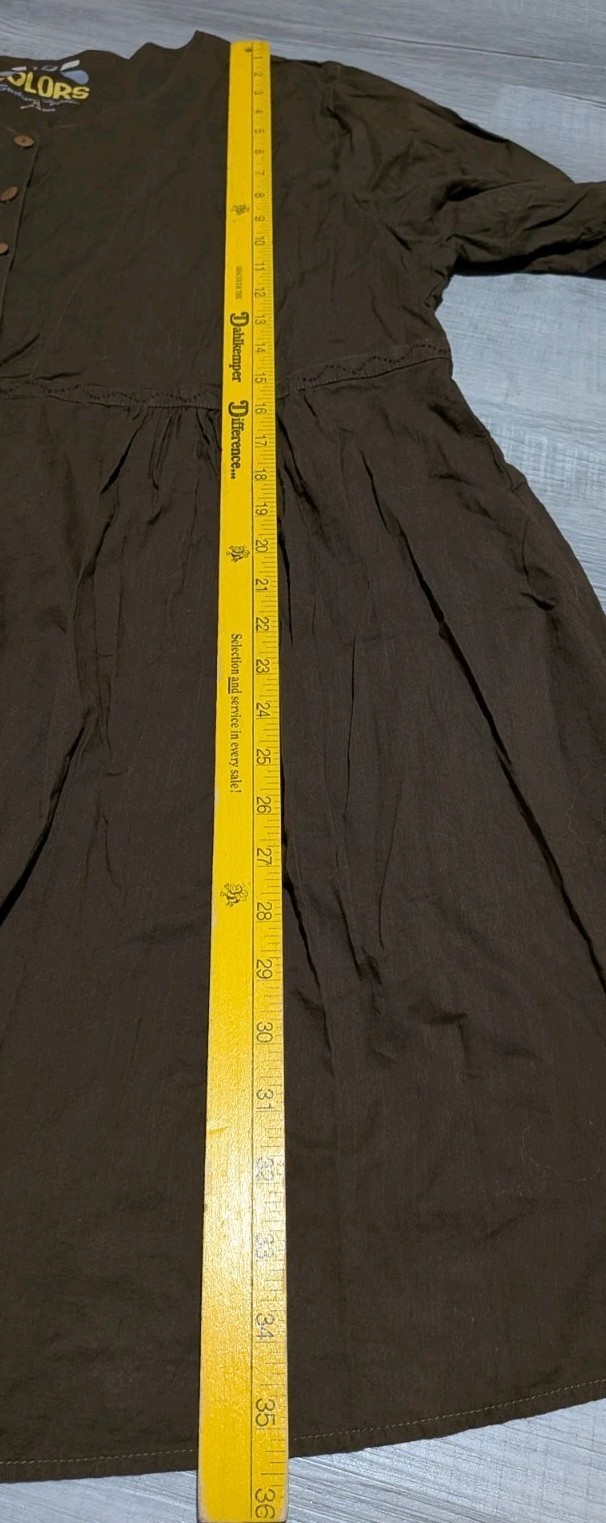 Gudrun Sjoden 10 Colors Brown Button Up Boho Tunic Mini Dress Womens XL