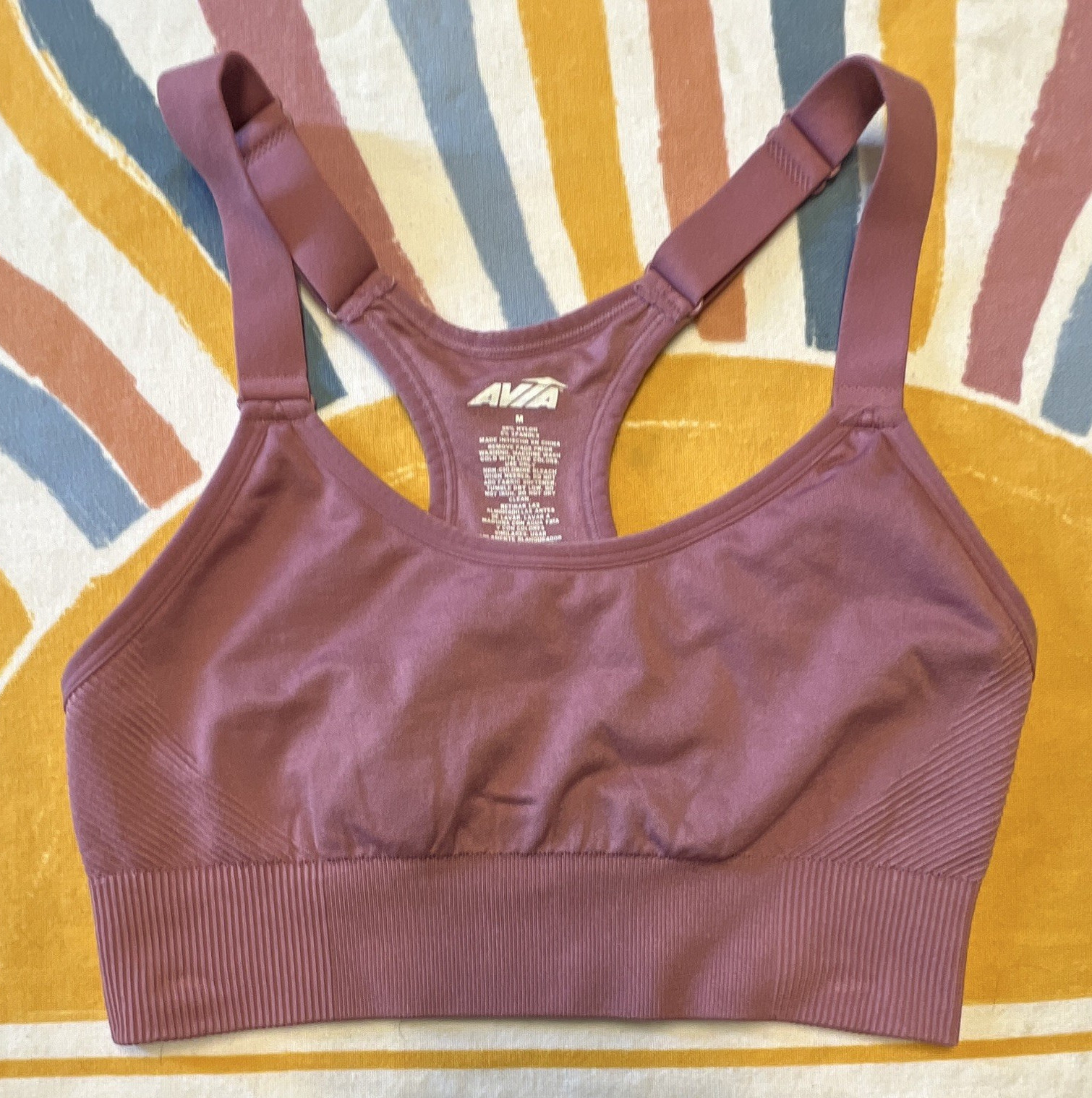 Avia Pink Solid Racerback Sports Bra Wireless Pullover Medium Support M 203.2